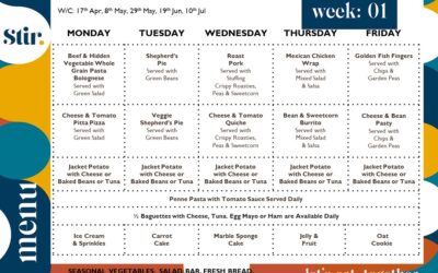 New menus for after Easter